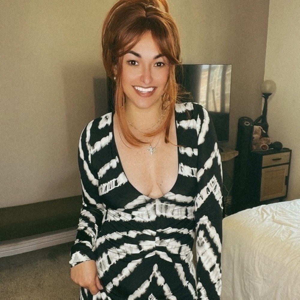 Black and white midi dress
